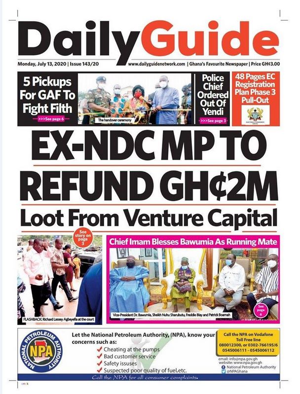 Monday July 13 2020 Newspaper Headlines Sweet Melodies FM