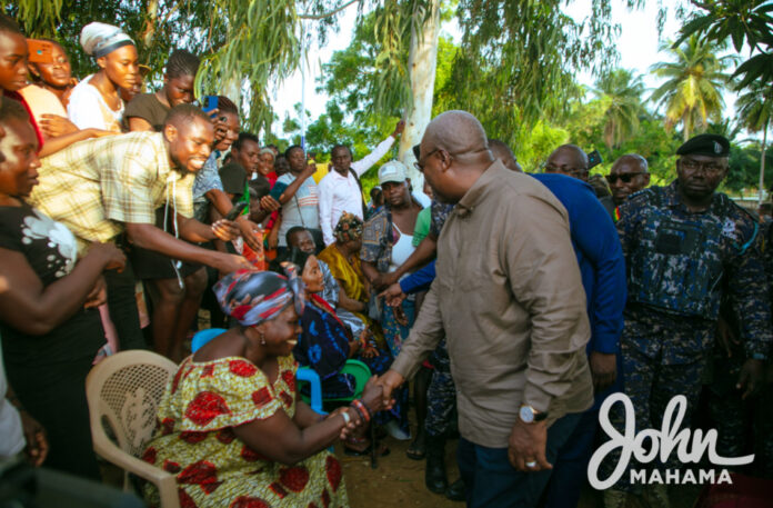 Mahama supports flood victims with relief items at Benkrom